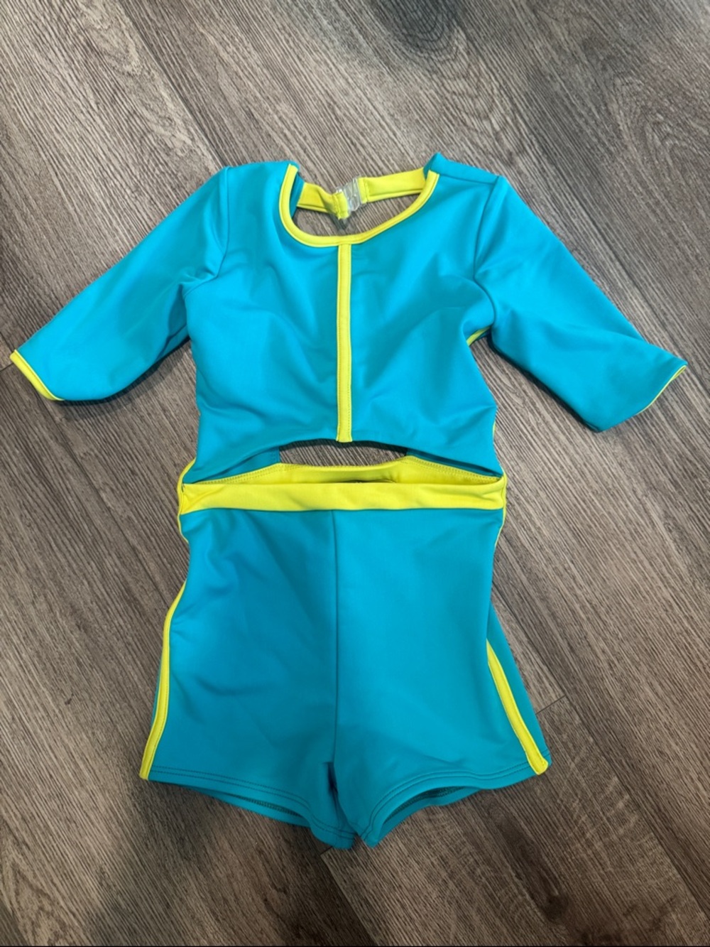 Kids Turquoise & Yellow Dance One-Piece Coverup